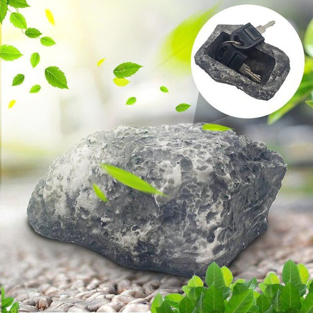 Garten Schlüsselbox in Steinoptik als versteckter Mini Safe für den Außenbereich, Farbe: Grau, B/T/H: 8,0 x 6,0 x 6,0 cm - Bild 1