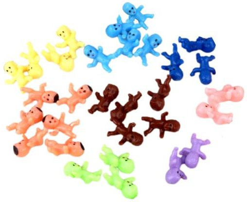 30 Stück Mini-Babyfiguren von Dashiman in Blau und Multicolour als wiederverwendbare Kuchendekoration für Babypartys und Gender Reveal Partys aus Kunststoff - Bild 1