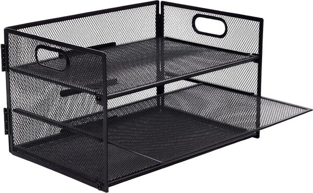 Relaxdays Dokumentenablage aus Metall mit 3 herausziehbaren Fächern, Schwarz, B: 32,5 cm, T: 20,5 cm, H: 23,5 cm - Bild 1