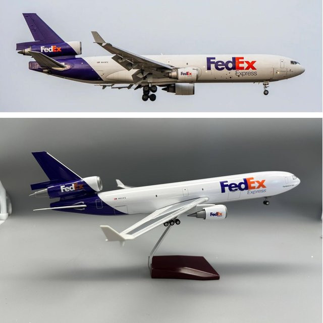 ZOCO MD11 Flugzeugmodell FedEx Cargo Airways in Weiß aus Harz und Kunststoff mit Fahrwerk als Sammlerstück - Bild 1