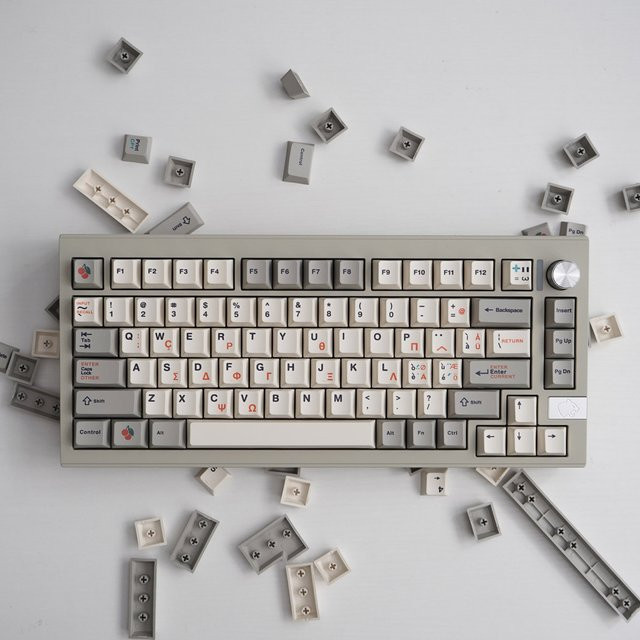 Venit Keys Retro 9009 Tastenkappen im Cherry Profile, Dye-Sublimation PBT, Grau und Weiß für mechanische Tastaturen - Bild 1