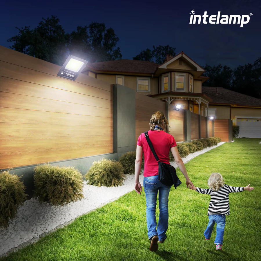 intelamp Solar-Flutlicht für den Außenbereich mit 12000 mAh Akku, Schwarz, mit großem Solarpanel und 5 m Kabel für Garten und Hof - Bild 5