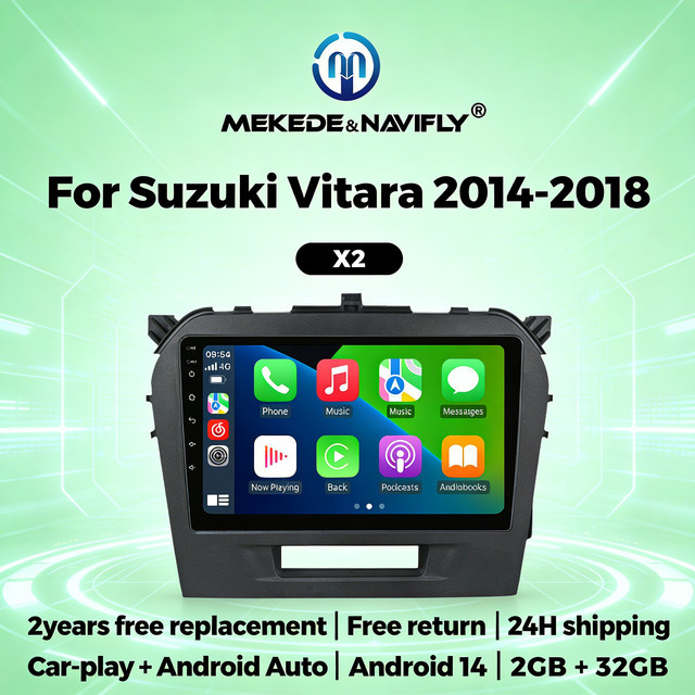 STRONGNAVI Android Auto und Wireless CarPlay Autoradio mit 9 Zoll Display für Suzuki Vitara 2014-2018, 2 DIN Multimedia-Navigationssystem mit GPS und Wi-Fi, Schwarz - Bild 1