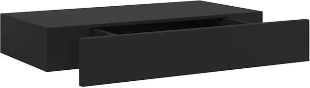 vidaXL Schweberegal mit Schublade Schwarz aus lackiertem MDF, B/T/H: 48 x 25 x 8 cm - Bild 1