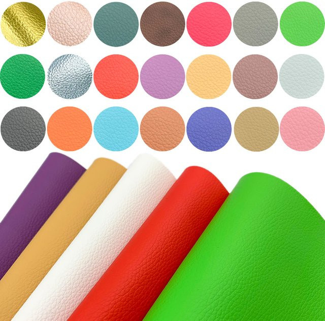 Litschi bedrucktes PU-Kunstleder in Türkis, Blau und Multicolour für DIY-Projekte wie Taschen, Kleidung oder Accessoires - Bild 1