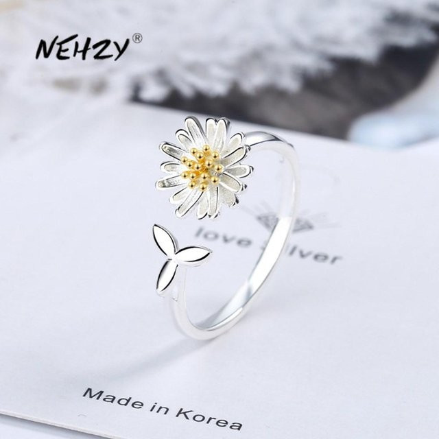 Nehzy Ring, 925 Silber, Chrysanthemenförmig, Damen, grau - Bild 1