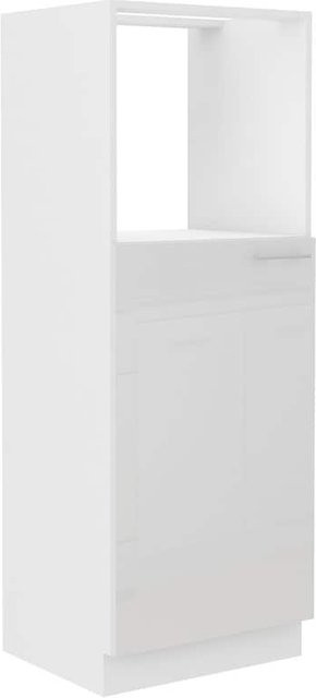 Küchen Midi Hochschrank Lara Weiß Hochglanz mit 1 Tür und offenem Fach, Breite: 60 cm - Bild 1