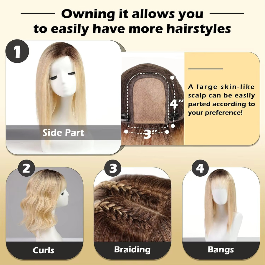 HAIRCUBE Haarteil Remy Echthaar, Braun zu Blond Ombré, 16 Zoll, Damen - Bild 3