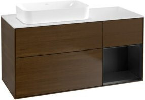 V&B Waschtischunterschrank Finion in Walnuss Furnier, Braun, Breite: 120 cm, Tiefe: 60 cm - Bild 1