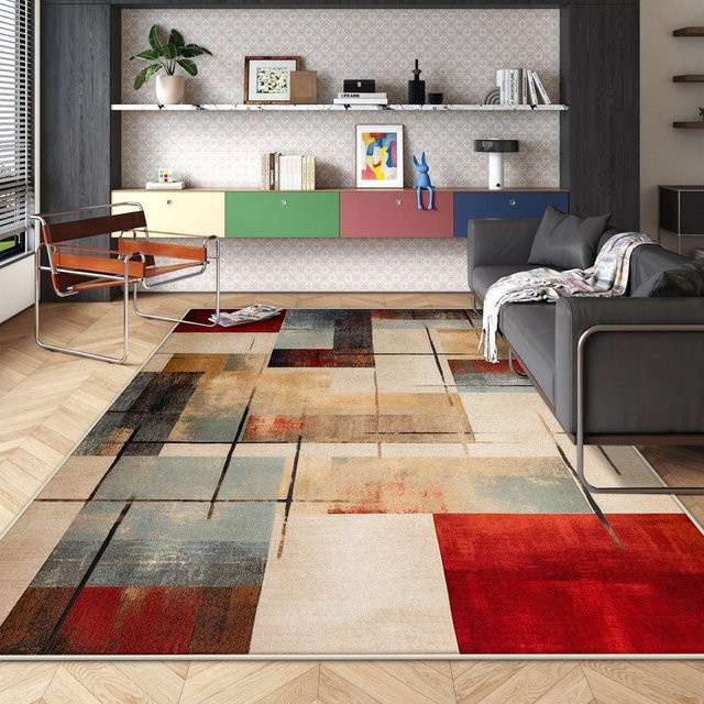 Wucifang Jewelry Moderner Abstrakt Teppich in Multicolour, weich und flauschig, geometrisches Design, waschbar, B/T: 140 x 200 cm - Bild 1