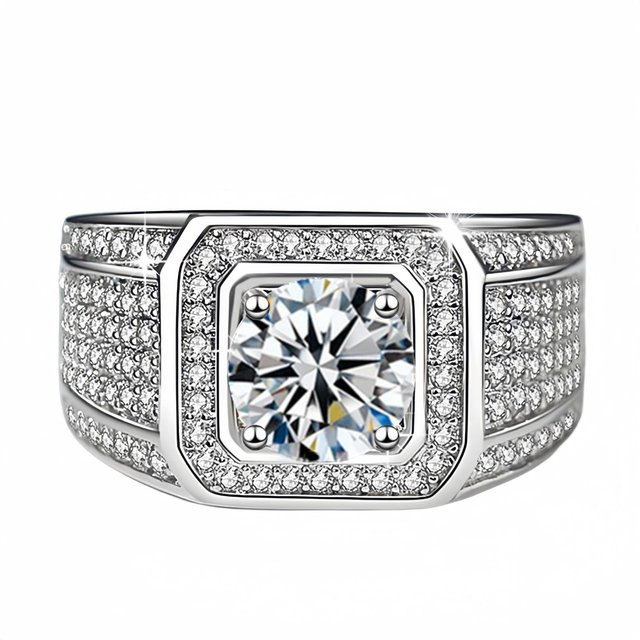Silberring 925 Silber, Zirkonia, Unisex, Ringgröße 13 - Bild 1