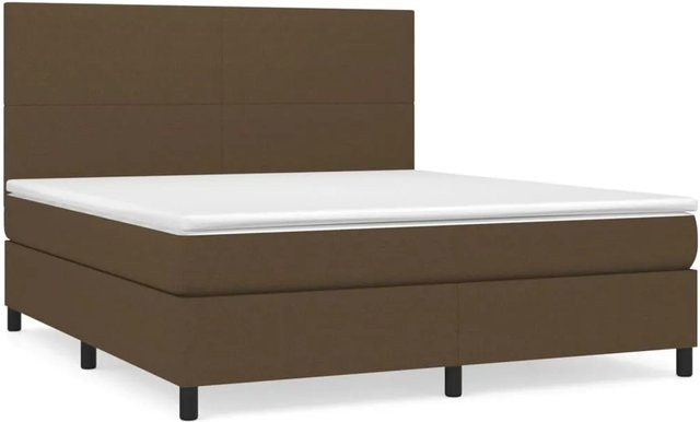 vidaXL Boxspringbett mit Matratze in Dunkelbraun, Hybridbett mit Taschenfederkern und Kopfteil, B/T: 180 x 200 cm - Bild 1
