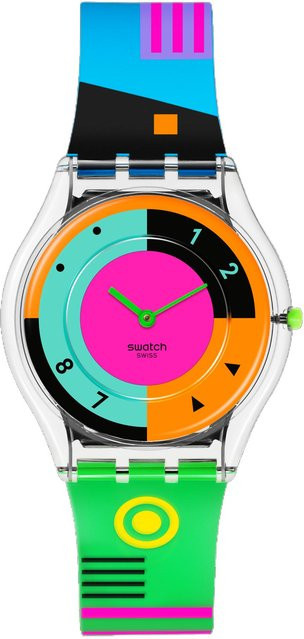 Swatch Armbanduhr, Quarzwerk, Bio-basiertes Material Gehäuse, Silikonarmband, 34 mm, Unisex, Multicolor - Bild 1