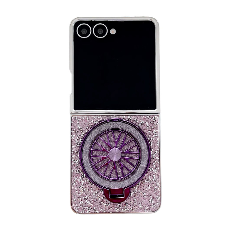 Luxus Handyhülle mit Strass-Gyro-Ständer für Samsung ZFlip 7, 6, 5, 4 und 3 in Orange - Bild 5