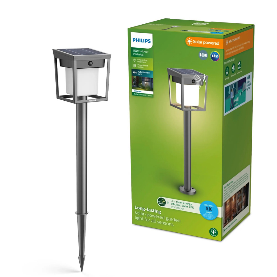 Philips Blaise Solar-Außenleuchte LED in Anthrazit mit Bewegungsmelder und Dämmerungssensor - Bild 3