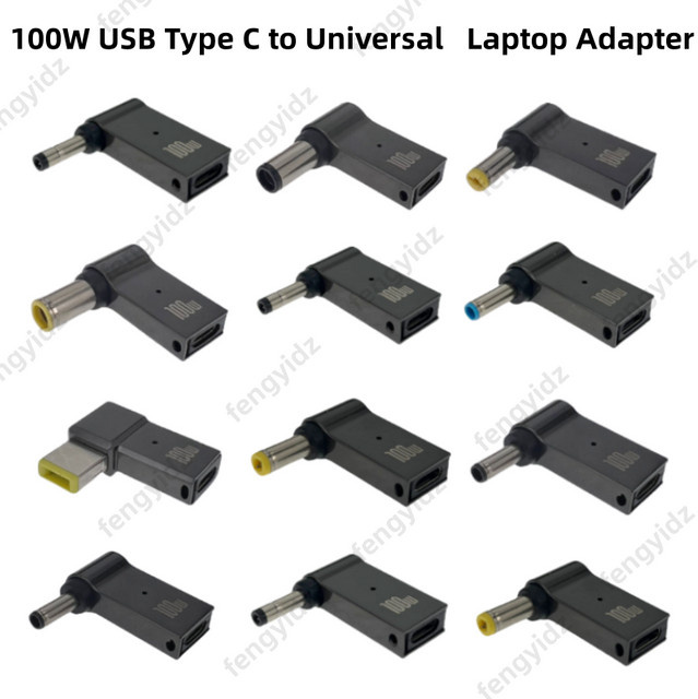 Fengyidz 100W USB Typ C Schnellladeadapter in Schwarz als universeller Laptop Ladegerät Konverter für Dell, Asus, HP, Acer und Lenovo - Bild 1
