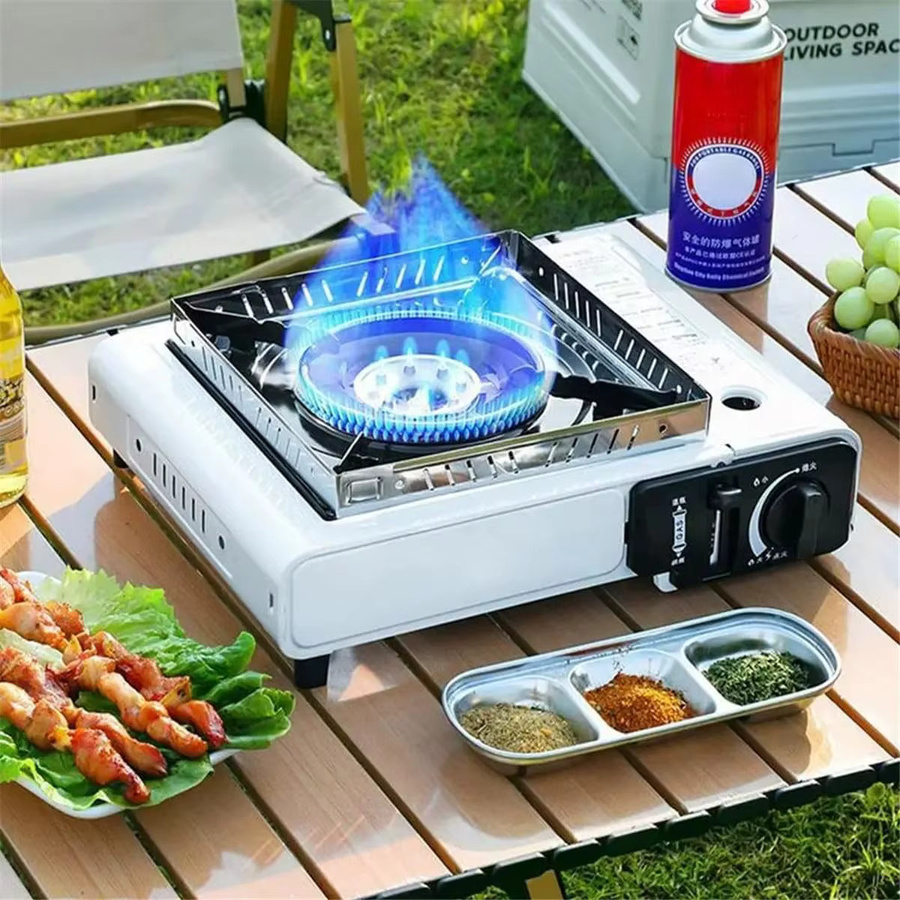 FEB.WIND Tragbarer Gasgrill und Campingherd in Weiß für Outdoor und Picknick - Bild 6