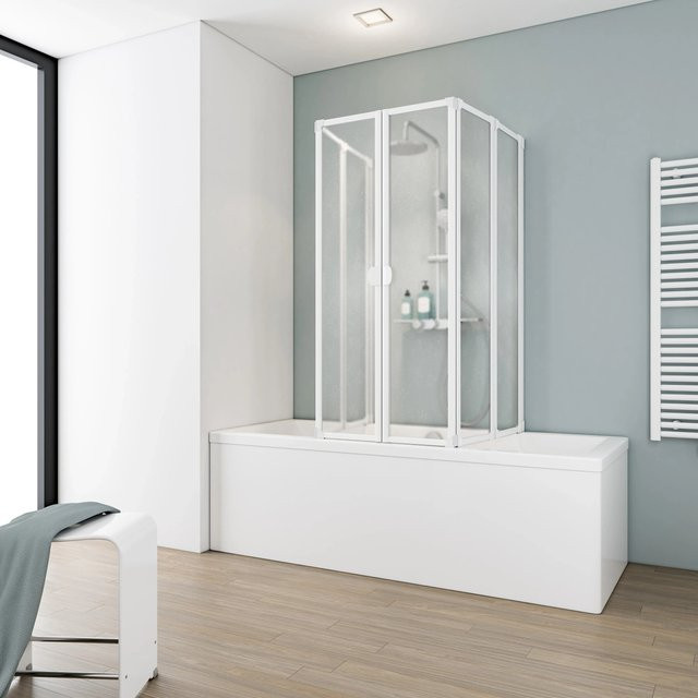 Schulte Badewannenaufsatz Softline in Weiß mit klarem Glas, faltbar, B/H: 104 x 140 cm - Bild 1