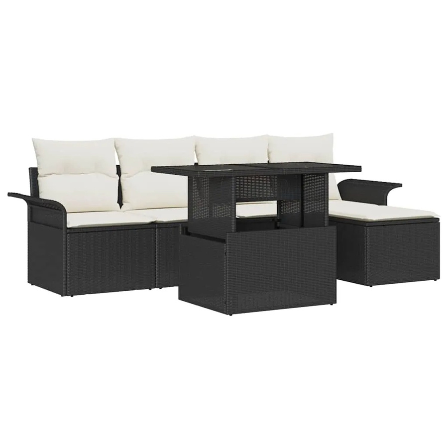 vidaXL 8-tlg. Garten-Sofa-Set aus Poly Rattan in Schwarz mit Kissen und Tisch im L-Shape Design - Bild 2