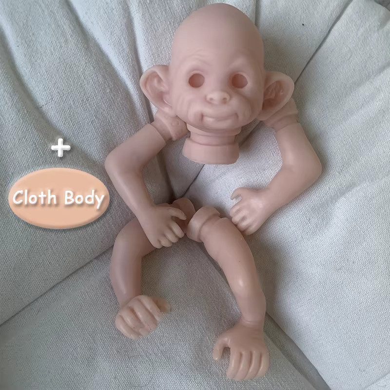 Anna Banana Mini Babys Reborn-Puppenbausatz, süßer Affe, unvollendet, unbemalt, DIY-Puppenteile mit Stoffkörper - Bild 1