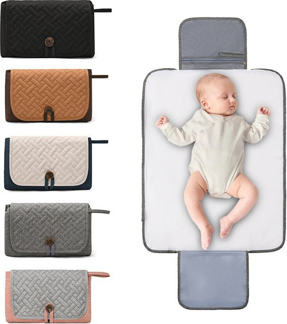 Klappbare und wasserdichte Babywindelunterlage in Grau, tragbare Wickelunterlage für Neugeborene, waschbar - Bild 1