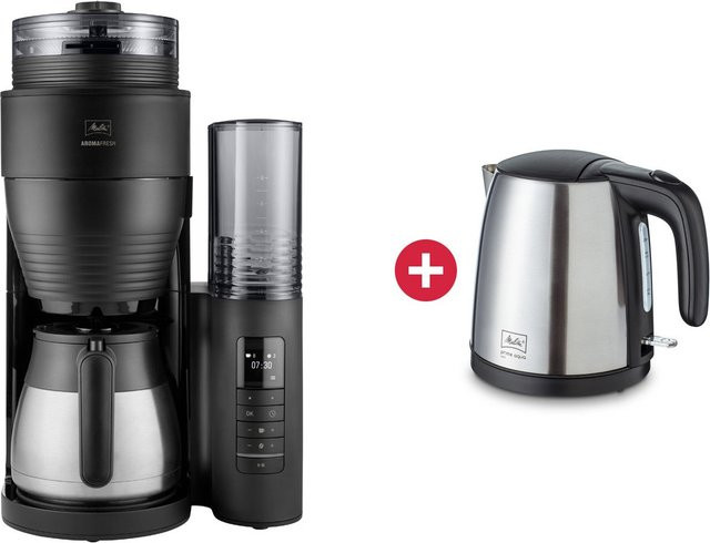 Melitta AromaFresh Therm Pro 1030-11 Filter-Kaffeemaschine mit integrierter Kaffeemühle und Melitta Prime Aqua Mini Wasserkocher 1,0l - Bild 1