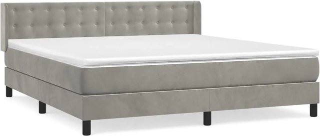 vidaXL Boxspringbett mit Matratze Hybrid-Design aus Samt in Hellgrau, B/T/H: 160 x 200 x 163 cm - Bild 1