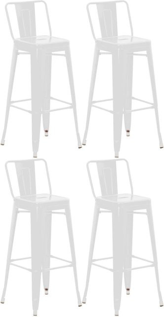 4er Set Barhocker DELUKE LEKEL im Industrial-Stil aus Metall, Farbe Weiß, B/T/H: 44 x 43 x 96 cm - Bild 1