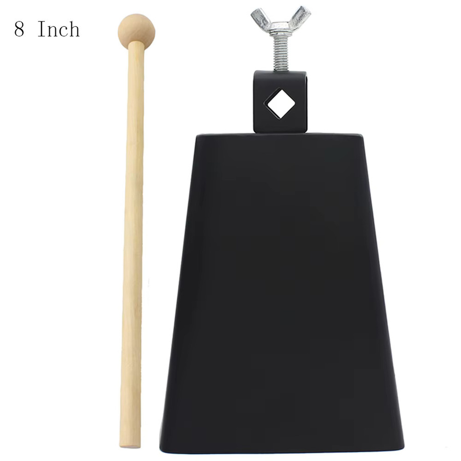 SLADE Kuhglocke aus Metall in Schwarz als Percussion Instrument Zubehör für Jazz und Trommeln inklusive Drumsticks - Bild 3