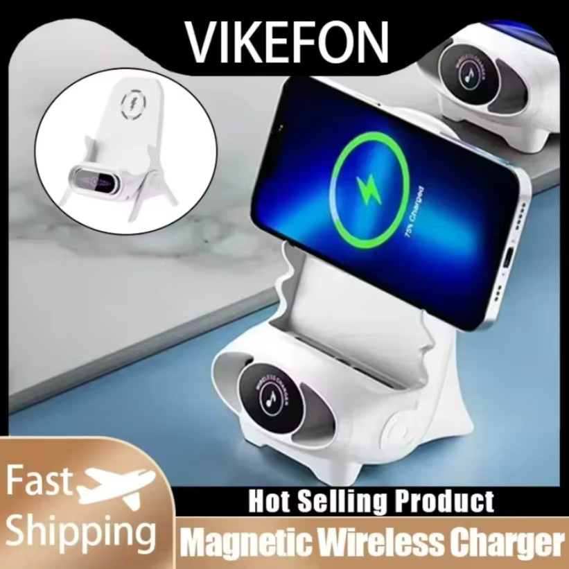 VIKEFON Magnetisches kabelloses Ladegerät in Stuhlform mit USB-C, Weiß - Bild 3