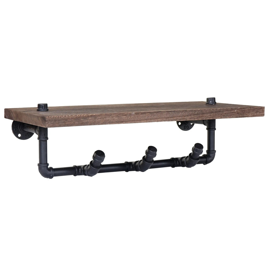 BERLINLODGE Wandgarderobe im Industriedesign aus Holz und Metall, Farbe Braun, H x B x T: 16 x 60 x 25 cm - Bild 2