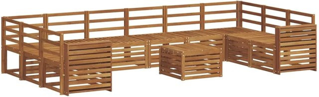 vidaXL Sofagarnitur aus Massivholz Akazie in Braun im U-Form Design mit Tisch, Ecksofas und Sesseln - Bild 1