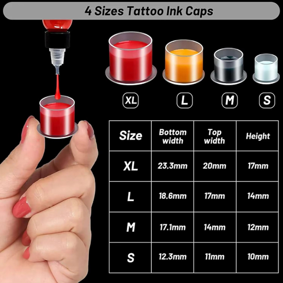 Usiriy Tattoo Ink Cup Caps, Einweg Kunststoff, Klar - Bild 5