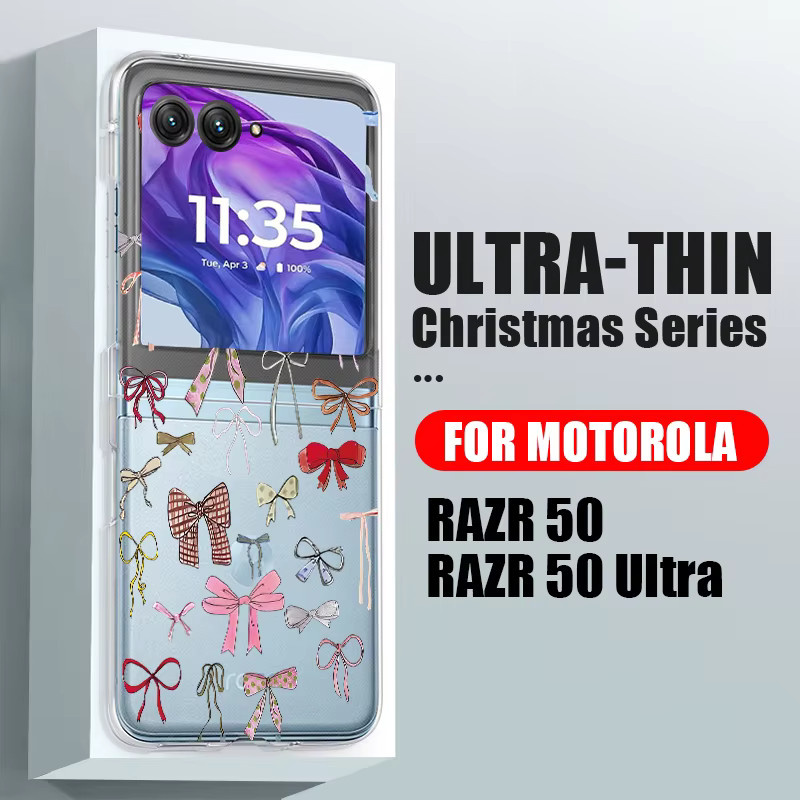 MOESOE Transparente Handyhülle mit Schleifenmuster für Motorola Razr 60 40 50 Ultra, stoßfeste faltbare Schutzhülle - Bild 6