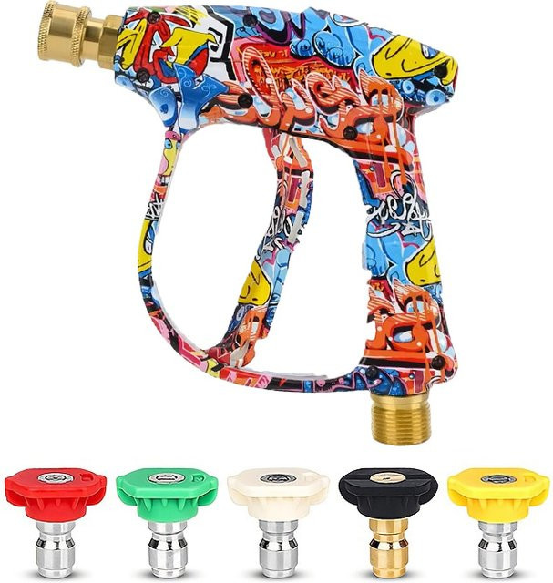 Graffiti Shell Hochdruckreiniger-Pistole mit 2175 PSI und 1/4 Zoll Schnellanschluss sowie Düsenset in Multicolor - Bild 1