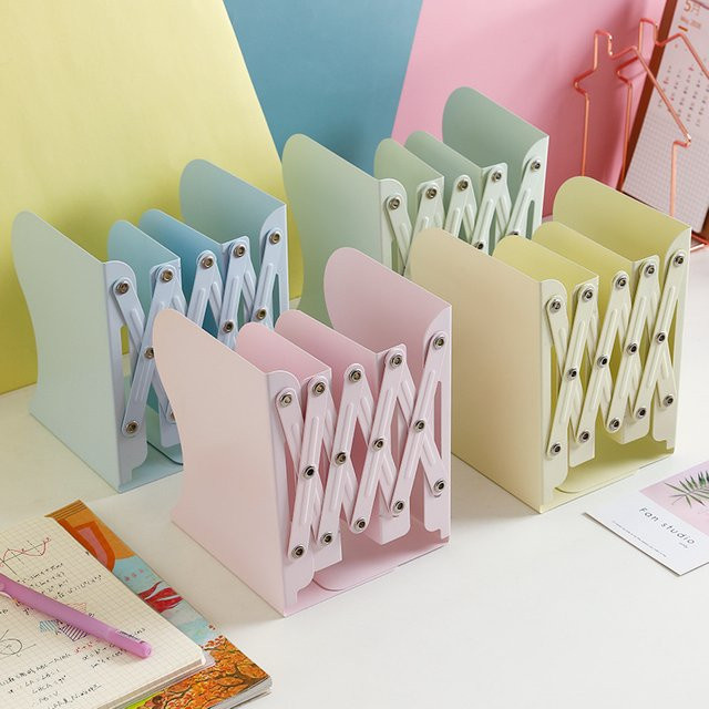 Kaba Bear Bücherständer aus Metall in Grün, einziehbares Desktop-Bücherregal im Macaron-Design - Bild 1