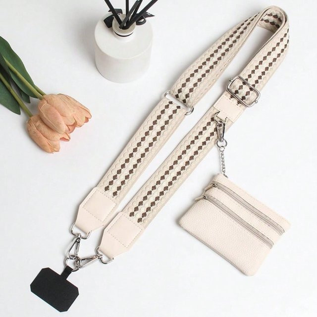 XYNN Handytaschen-Riemen als langer Schultergurt und verstellbarer Ersatzgurt für Damenhandtaschen in Bunt und Beige - Bild 1