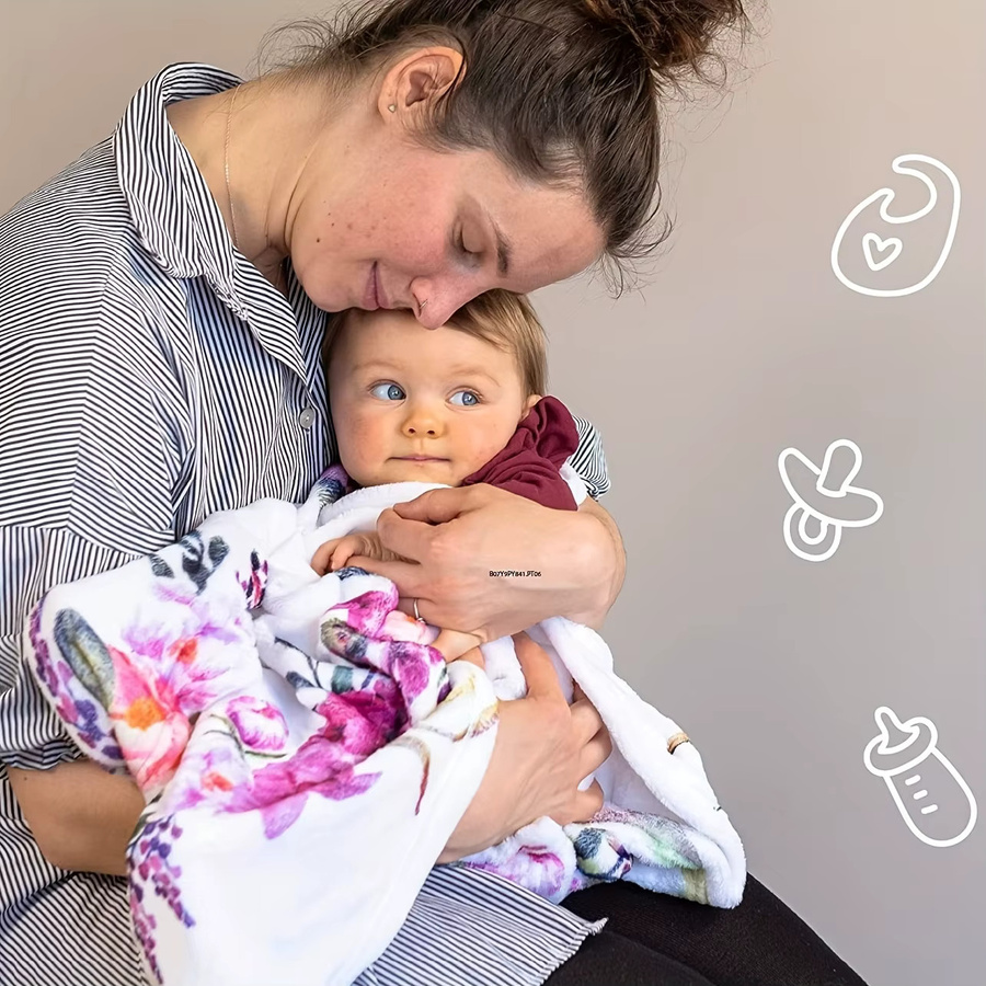 VIKAMA Baby Fotografie-Decke mit lila Blumenmuster für Neugeborene und Meilenstein-Aufnahmen - Bild 4