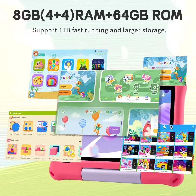 Paitanry Kinder-Tablet 10,1 Zoll in Pink mit Android 15, 64 GB Speicher, 8 GB RAM, Octa-Core-CPU, WiFi 6 und 5000 mAh Akku - Bild 2