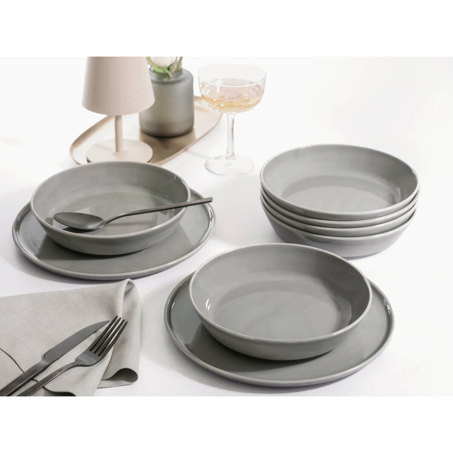 CreaTable Tafelservice Chef Collection 12-teilig aus Porzellan in Grau - Bild 3