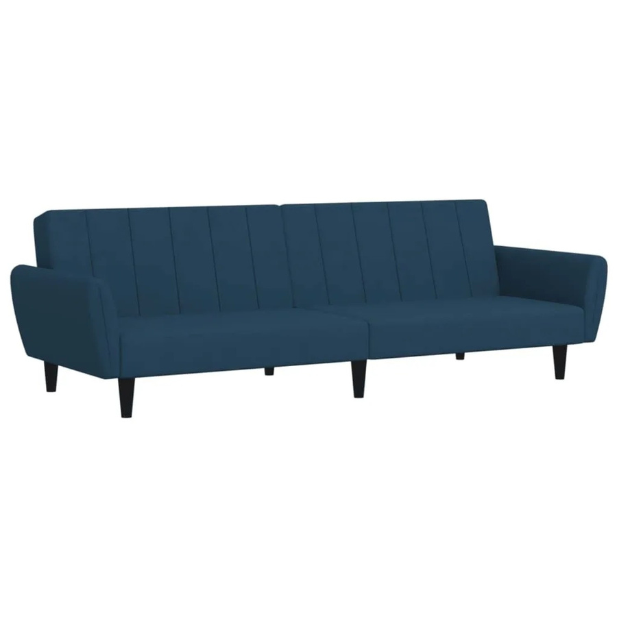 vidaXL Schlafsofa 2-Sitzer Click-Clack aus blauem Samt mit Holzrahmen - Bild 2