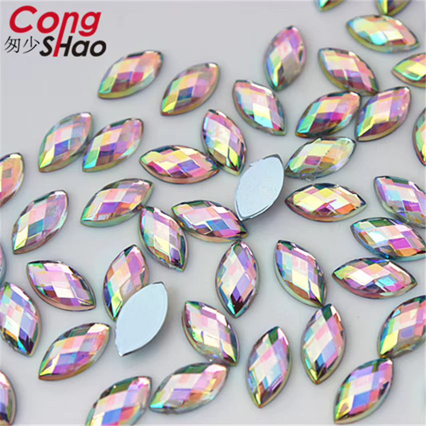 CongShao Strass Auge Form Kristall Flatback Steine, 5x10mm, Glänzend - Bild 4