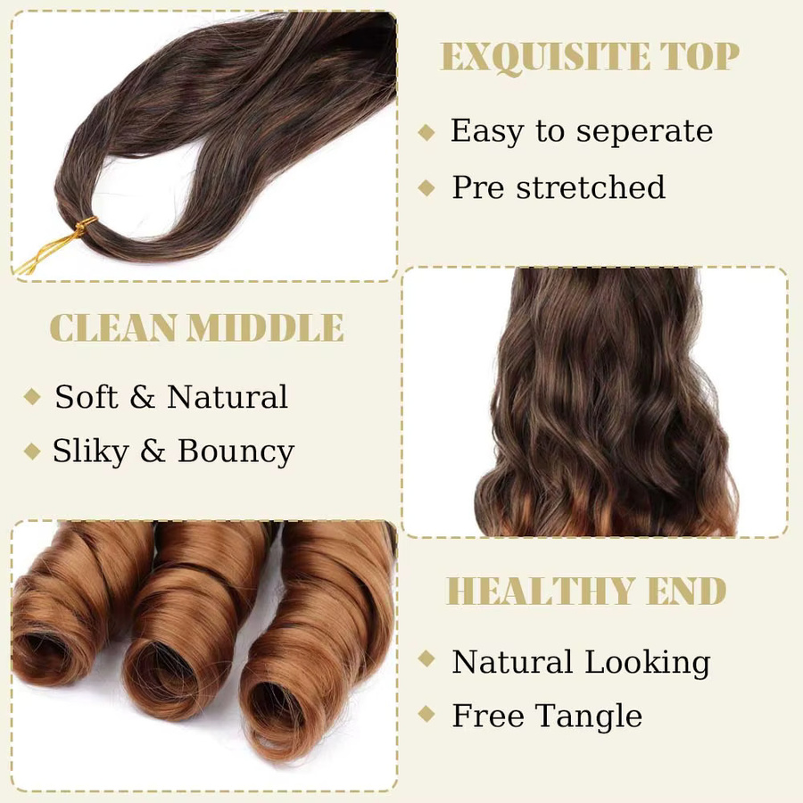 Refeeny Synthetisches Häkelhaar, Französische Locken, Ombre, Unisex - Bild 3