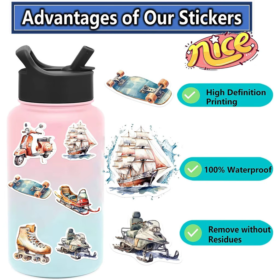 50 Stück wasserfeste Aquarell Graffiti Aufkleber in Multicolour von BulingBulingStickers Shop - Bild 3
