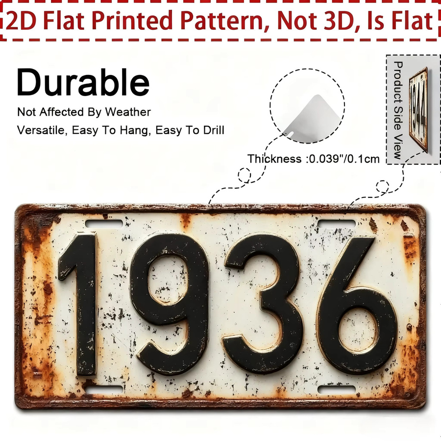 Rustikales Aluminium-Kennzeichenschild Potdemiel mit Plock und New Palisoh City Design in Weiß für Bar- und Garagendekoration, Breite: 15,0 cm, Höhe: 8,0 cm - Bild 2