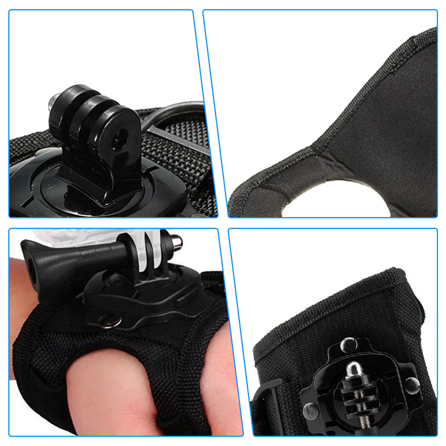 HONGDAK 360 Grad Rotations Hand Strap Mount für GoPro Hero 12 11 10 9 8 7 6 5 SJCAM Insta360 X2 X3 DJI Osmo Action in Schwarz - Bild 2