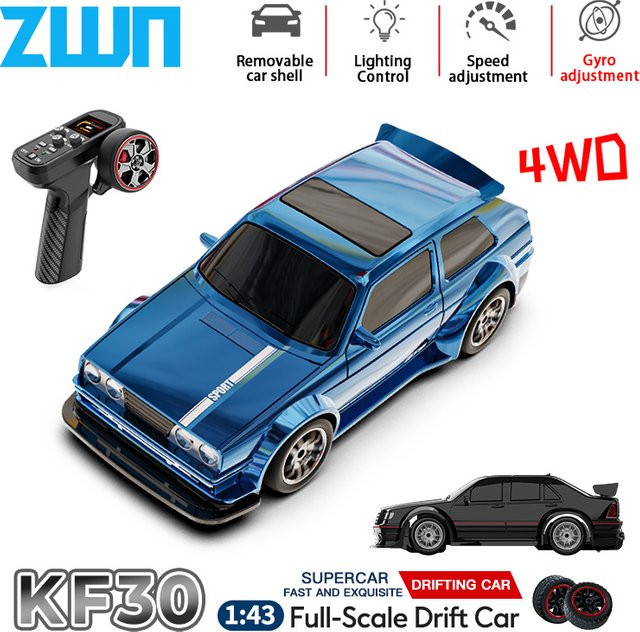ZWN KF30 Drift Racing RC Auto, 1:43, 4WD, mit Beleuchtung, ferngesteuert - Bild 1