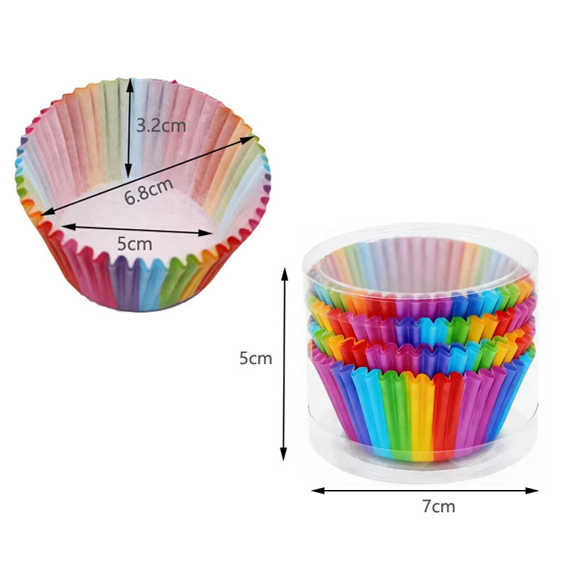 Regenbogen Cupcake-Papierförmchen in Multicolor, runde Backformen aus Papier für Muffins und Kuchen, 100 Stück - Bild 2