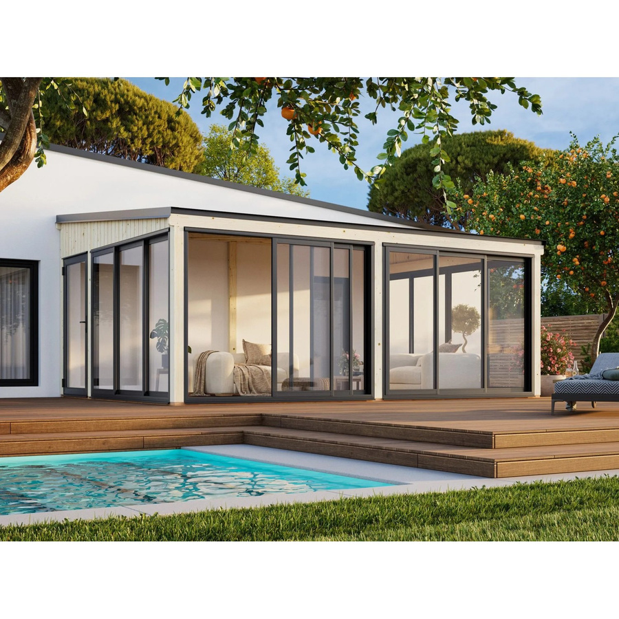 Palmako Holz-Gartenhaus Lumi Slide Plus mit Pultdach in Natur aus Fichte B/T/H: 582 x 420 x 276 cm - Bild 2