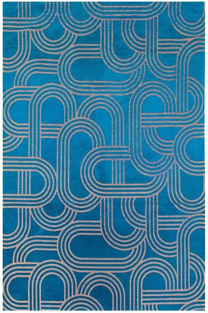 Lola&Moi Teppich Night Fever Blau mit Disco-Muster B: 140 cm, T: 200 cm - Bild 1